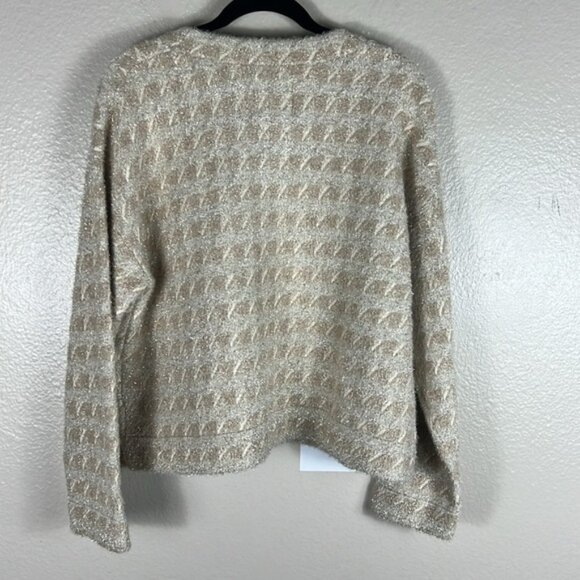 Sandro Maria Houndstooth Cardigan Gold Metallic Beige - Picture 8 of 9